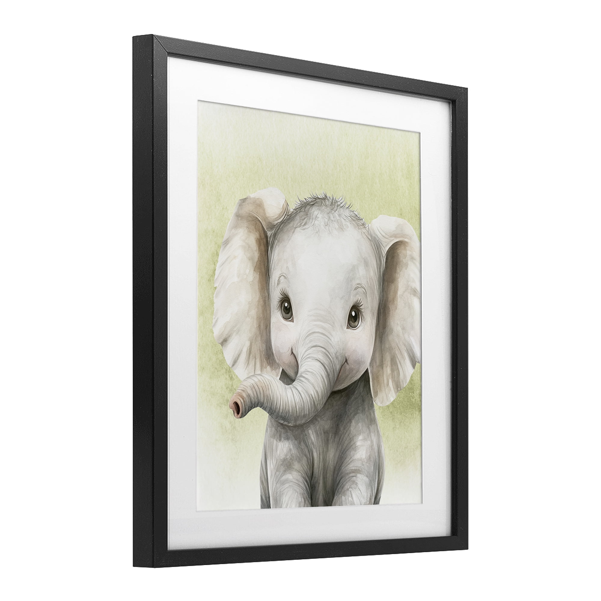 Stupell Industries Jungle Friends Baby Elephant Black Framed Print Under Glass, design by Christine Simpson Art