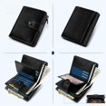 thumbnail image 4 of Monedero de cuero genuino para hombre (negro), monedero minimalista para hombre, billetera pequeña con bloqueo RFID, tarjetero y bolsillo para monedas con cremallera, 4 of 5
