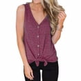 thumbnail image 2 of Chaleco Sin Mangas Con Cuello En V Camiseta Con Lazo Al Frente Mujer Top De Botones De Verano, Rojo Vino, XL kenally AP002390-12, 2 of 7
