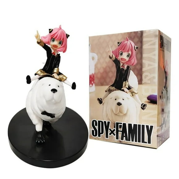 Figurines d'Action 14cm Spyxfamily Anya Anime Figure Bond Anya Forger Kawaii Girl Riding Dog Figurine PVC Collection Modèle Poupée Jouet