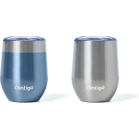 

River North Stainless Steel Wine Tumbler with Splash-Proof Lid 12 Oz. Dark Ice & Stainless Steel 2 Count (Pack of 1)