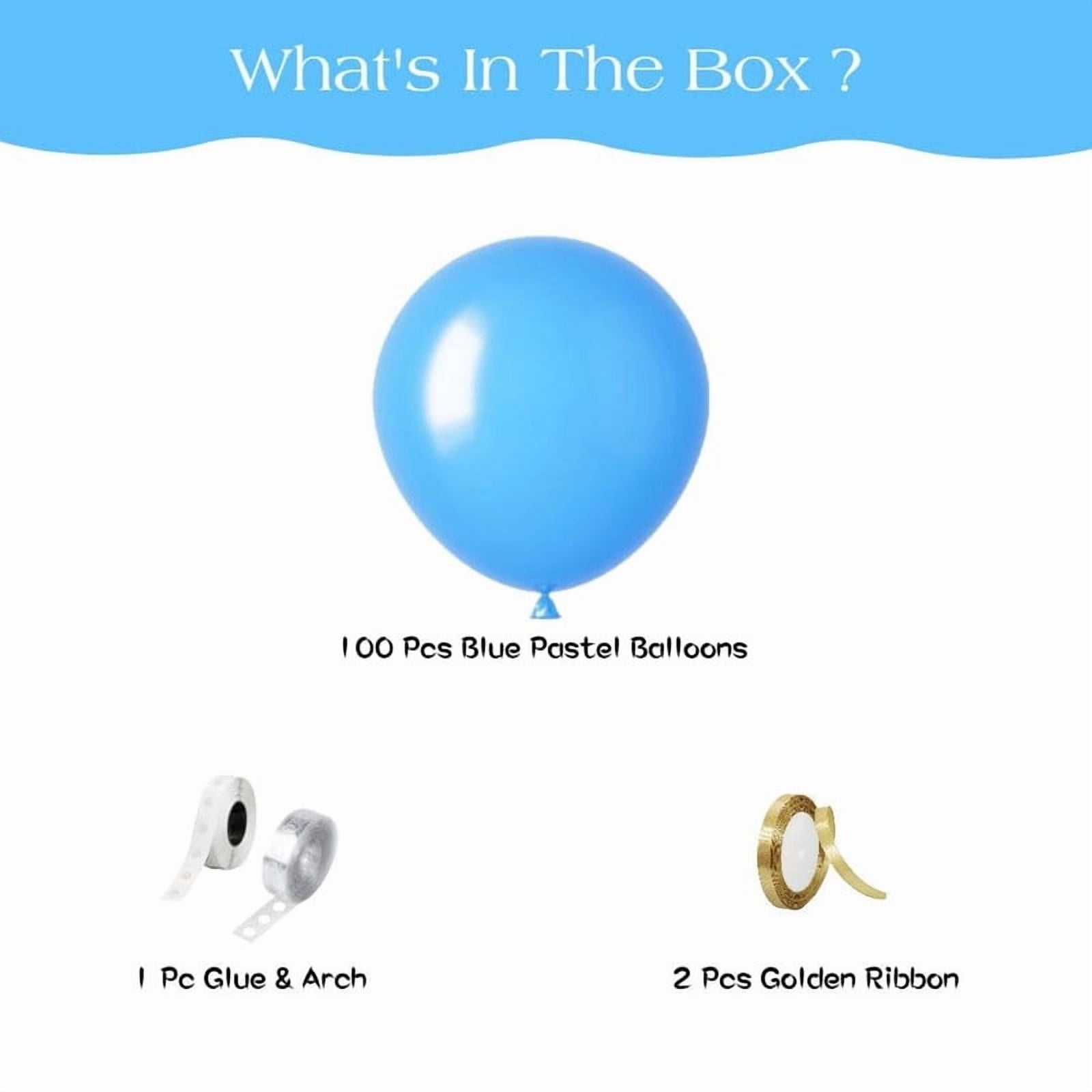 Blue Balloons 100 pcs Light Blue Balloons Sizes 12 Inch for Garland Arch, Sky Blue Balloons for Birthday Gender Reveal Baby Shower Party Decoration