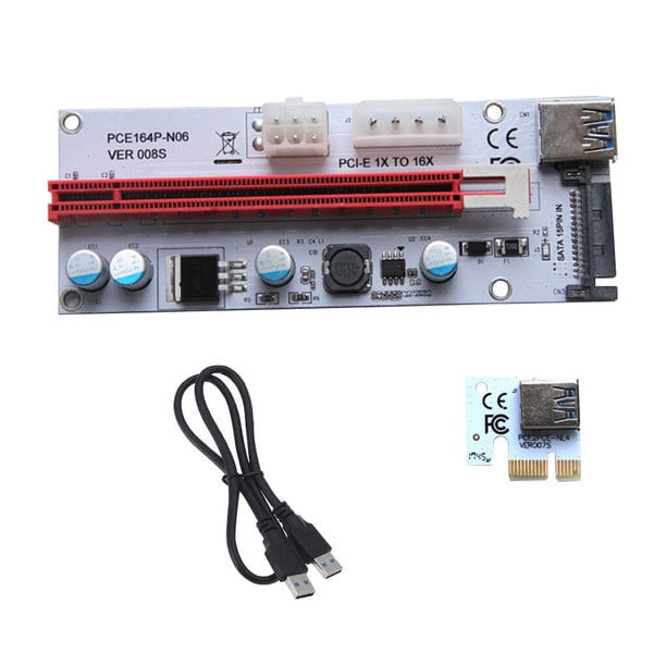 Methold PCI-E Riser 1x a 16x Adaptador extensor Riser Card Mining Card Kit con 3 puertos de alimentación PCIE Riser para Linux Windows Juegos de teclado y mouse para computadora rojo