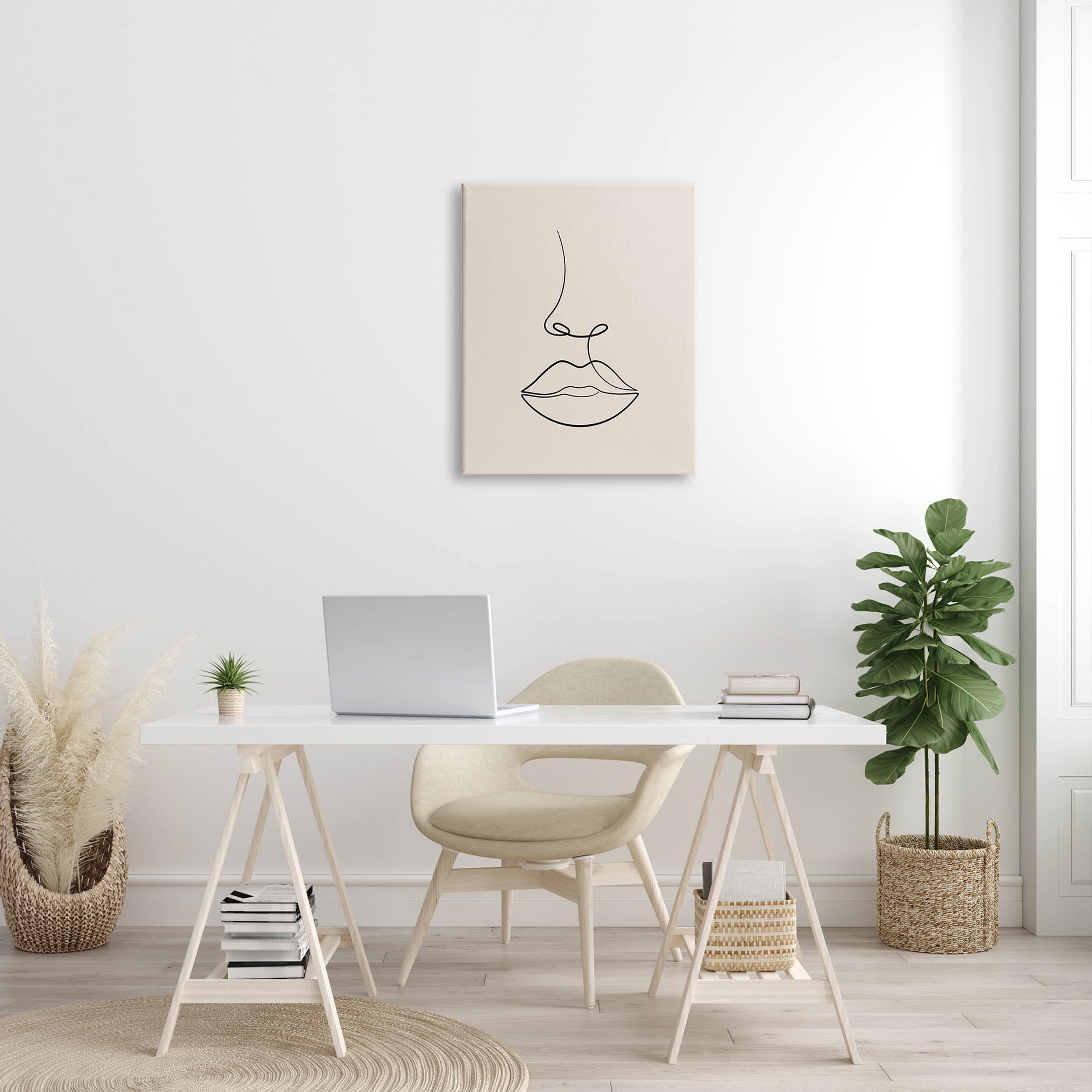 Stupell Industries Minimal Female Face Line Doodle Graphic Art Gallery Wrapped Canvas Print Wall Art, Design by JJ Design House LLC