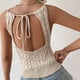 thumbnail image 3 of Playeras,Blusas y Tops,Ropa para Mujer Verano camisetas sin mangas para las mujeres Chaleco sin espalda con tirantes y cuello con cordones para mujer (Beige, M), 3 of 4