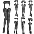 thumbnail image 2 of SIMPLEJWEL Porte-Jarretelles en Résille Bas Collants Cuisse Haute Été Aguichant Chaud 6505 Taille Unique, 2 of 5