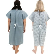 2 Pack - Blue and White Hospital Gown with Back Tie - One Size Fits All