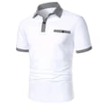 thumbnail image 4 of Sngxgn Men's Slim Fit Short Sleeve Solid Soft Cotton Polo Shirt(White,L), 4 of 4
