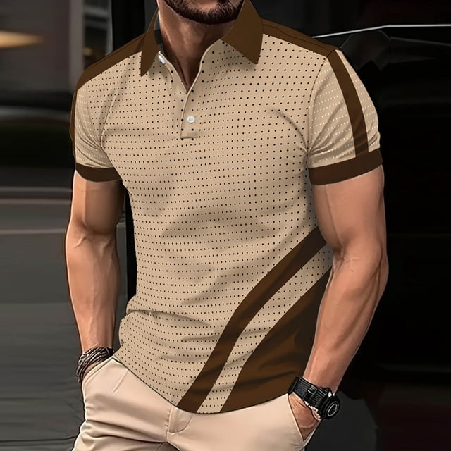 Blusa y camisa de manga corta con cuello vuelto para hombre, jersey con cremallera y solapa estampada, blusa de manga larga con cuello vuelto, blusa de poliéster para hombre