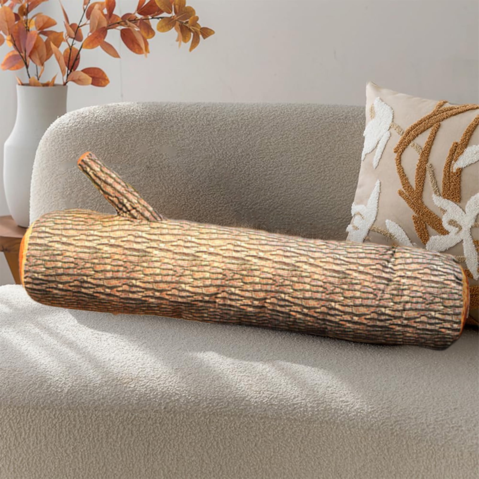 JGJJUGN Lifelike Tree Stump Body Pillow, Faux Wood Log Bolster Pillow, Realistic Wood Grain Decorative Cushion, Soft Supportive Pillow for Couch, Home Decor, 90cm