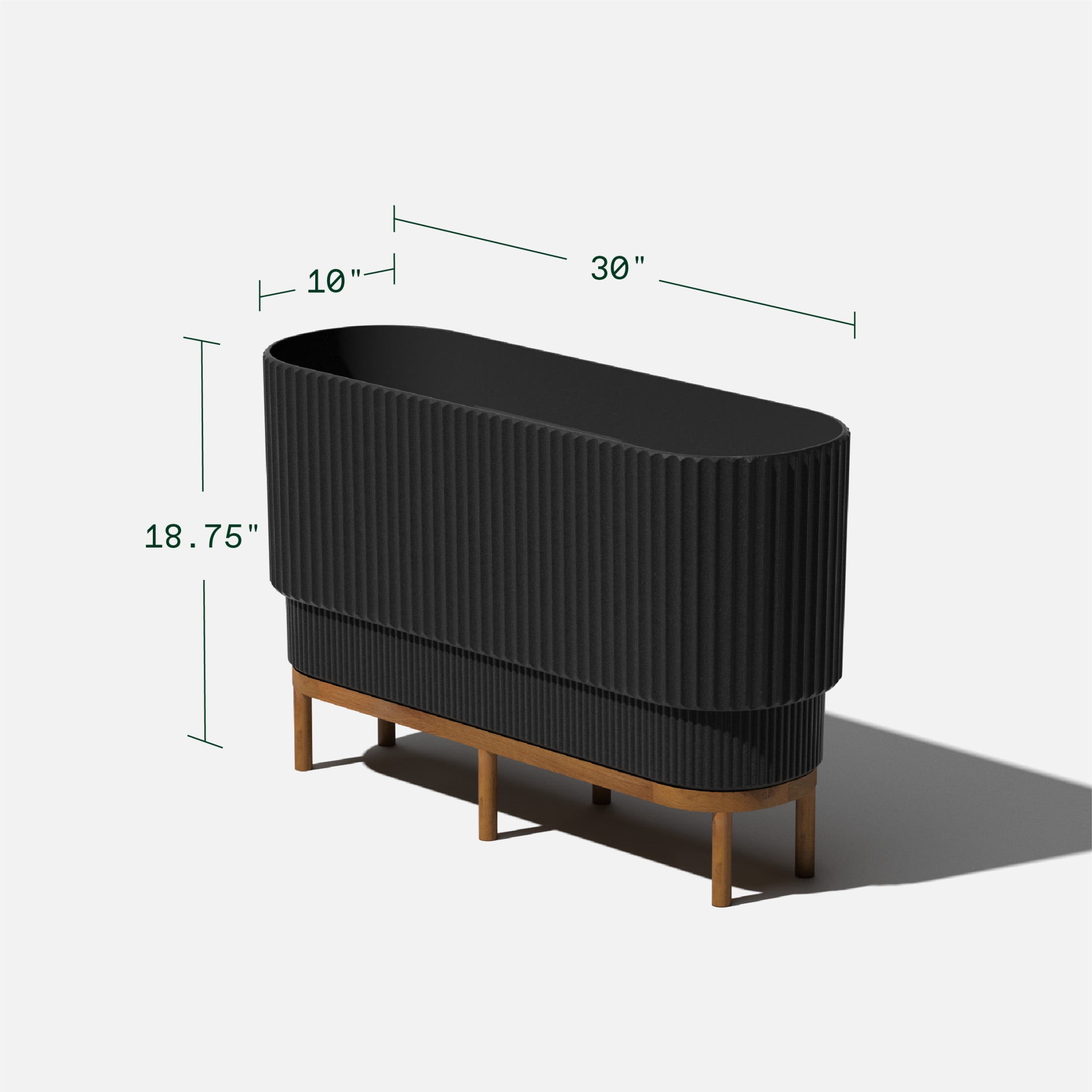 Veradek Demi Series Raised 30" Long Plastic-Stone Planter - (Black/Brown, 2 Pack)