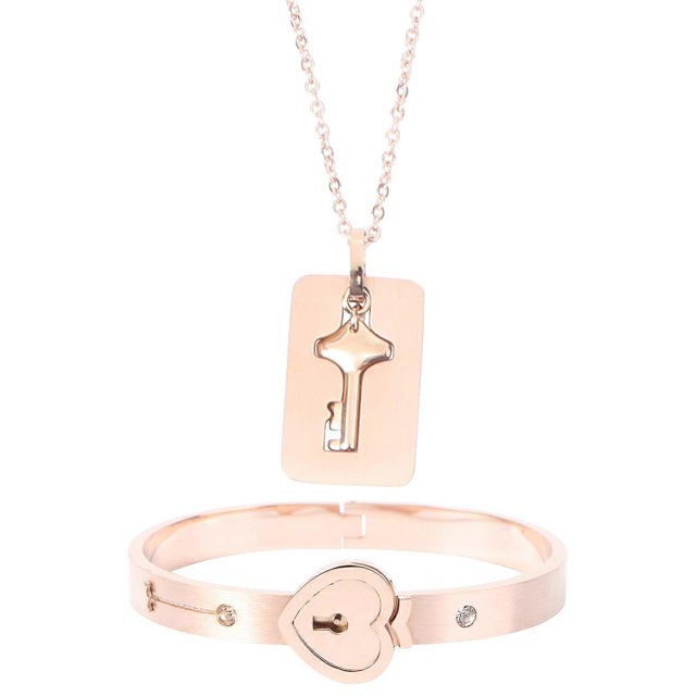 Lock Bracelet Key Necklace Titanium Steel Valentine's Day Heart Shape Bracelet Rose