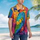 thumbnail image 3 of Balery Vibrant Parrot Splash Art Camisas hawaianas de manga corta para hombre, camisas playeras de corte holgado, camisas de vacaciones con botones,Small, 3 of 7