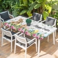 thumbnail image 2 of Easter Table Cloths for 6 Foot Rectangle Tables, Spring Watercolor Bunny Eggs Flower Leaf Wooden Grey Patio Waterproof Elastic Fitted Tablecloths, Washable Rectangular Table Cover for Camping, 2 of 8