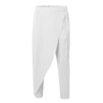 thumbnail image 4 of Bcfgryg Men Linen Pants Trousers Summer Pants Drawstring Elastic Waist Straight Leg Plain Comfort Breathable Full Length Casual Daily Holiday Fashion Classic Style Men's Sweatpants, 4 of 4