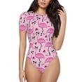 thumbnail image 1 of Fotbe Cool Flamingos Body de Mujer con Cuello Redondo y Mangas Cortas, Sin Mangas Ajustado, Suave, Cómodo y Básico-Medium, 1 of 7