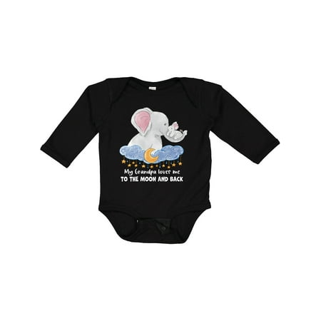 

Inktastic My Grandpa Loves Me to the Moon and Back Elephant Family Gift Baby Boy or Baby Girl Long Sleeve Bodysuit