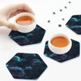 thumbnail image 7 of Disketp Ice blue light spot jellyfish Funny Coasters,6 Pcs Leather Coasters with Holder, Perfect Housewarming Hostess Gifts,Protect Furniture from Water Marks Scratch and Damage,Hexagon, 7 of 7