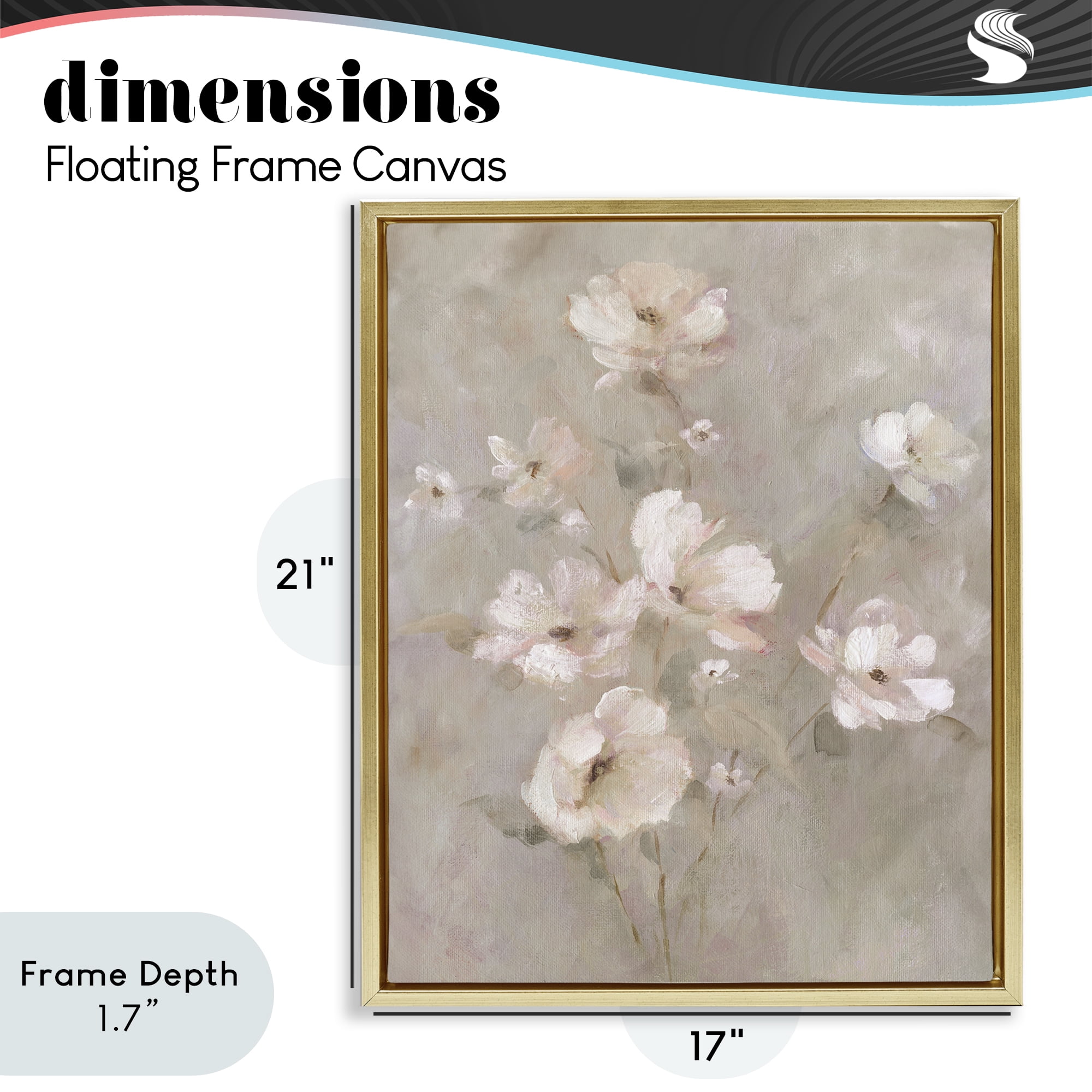 Stupell Industries Delicate Blush Floral Arrangement Gold Framed Floater Canvas Wall Art, design by Carol Robinson