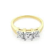 Rachel Koen 14K Yellow Gold Princess Cut Three Stone Engagement Ring 1.00cttw