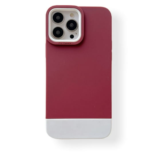 For iPhone 12 / 12 Pro - 3 in 1 Designer phone Case in Burangdy / White
