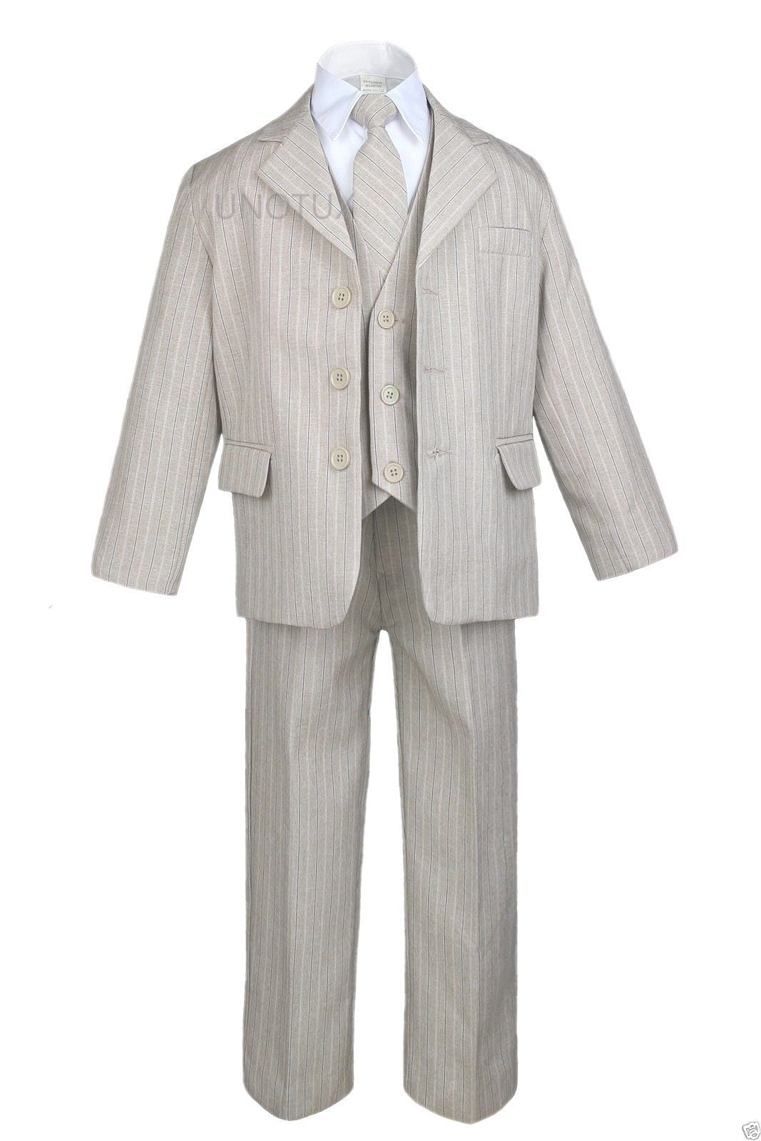 0 4 12 14 16 20 Infant /& Boy Wedding Formal Party Tuxedo suit Khiki Taupe size