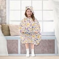 thumbnail image 7 of Dailycode Wearable Blanket Hoodie Oversized Sherpa Flannel Blankets with Pocket for 3-14 Year Old Lilac Yellow Pastel Flower, 7 of 7
