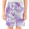 thumbnail image 2 of Purple Hibiscus Pattern Athletic Shorts Breathable with Comfort Fit Drawstring Casual Sweatshorts Small, 2 of 9