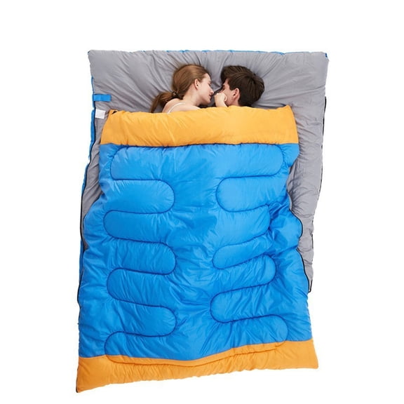 double sleeping bag cotton for adults blanket sleeping bag 2 people winter with 2 pillows and carrying bag for outdoor camping hiking 233 * 157CM