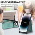 thumbnail image 5 of ELEHOLD Crossbody Wallet Case for iPhone 14 Pro with Card Holder, Zipper Card Slot Shockproof Purse Cover with Removable Lanyard 6.1 Inch,Green, 5 of 8
