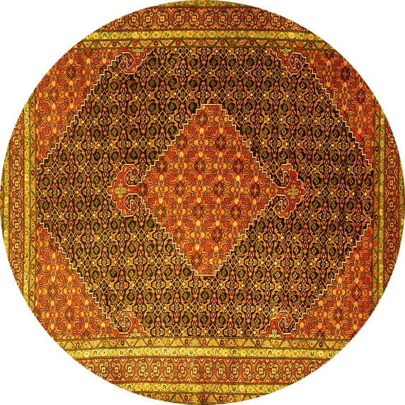 Ahgly Company Indoor Round Persian Yellow Traditional Area Rugs, 6' Round