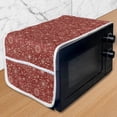 thumbnail image 1 of Retro Microwave Oven Cover, Snowflakes with Skinny Curls Cheerful Yuletide Noel Inspiration in Art, Water Resistant Organizer with Pockets for Kitchen, 36" x 12", Vermilion Ivory, by Ambesonne, 1 of 4