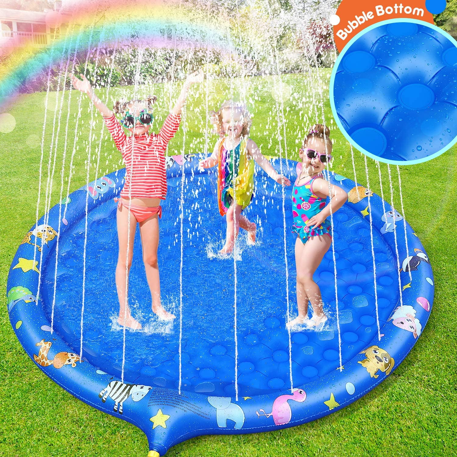 67 Sprinklers for Kids Toddlers Best Gifts for 3-12 Years Old Girls and Boys Upgraded Summer Outdoor Play Mat Water Toys with Sea World Theme WEILIAN Splash Pad