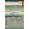 thumbnail image 2 of Andō Hiroshige 13x18 Gold Ornate Wood Frame and Double Matted Museum Art Print Titled - Shimada (1855), 2 of 4