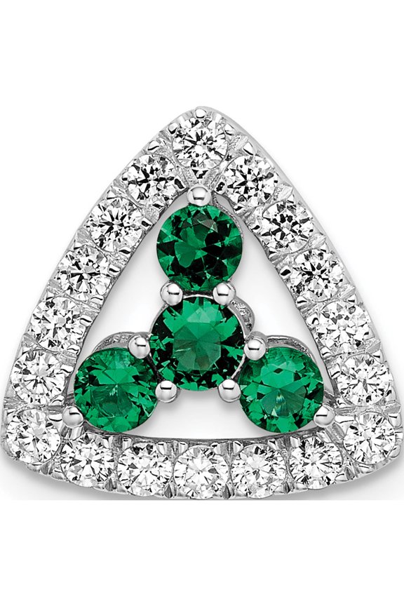 14K White Gold Lab Grown Diamond Si1/Si2, G H I, & Cr Emerald Triangle Pen (13.36 X 14.01) Made In India pm7932-cem-045-wlg