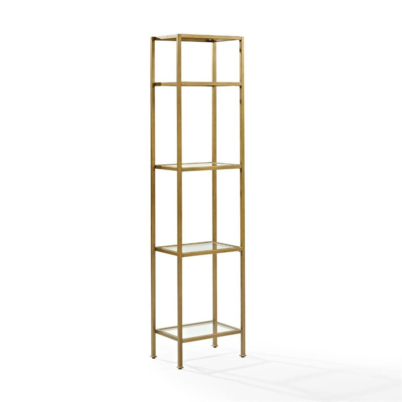 Pemberly Row Narrow Open Display Case in Gold