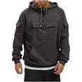 thumbnail image 2 of guisaled Cargo Hoodies for Men Half Zip Up Tactical Pullover Tops Long Sleeve Drawstring Military Warm Hooded Outdoor Adventure Jacket Coats, 2 of 4