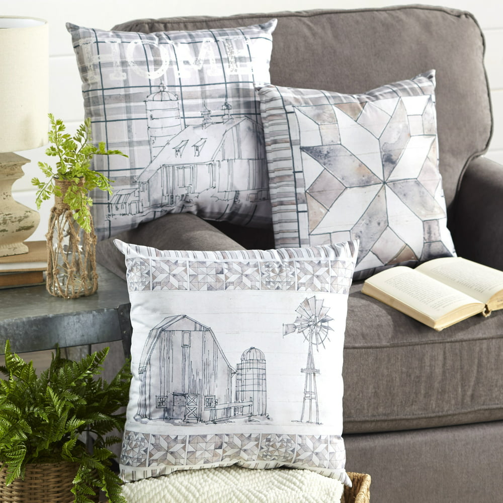 Farmhouse Throw Pillows – Rustic Americana Decorative Pillows - Set of