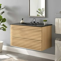 Modway Render 36" Wall-Mount Bathroom Vanity in Oak Black
