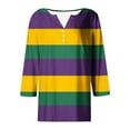 thumbnail image 4 of GBSYEWXS Women T-Shirts Outwear Long Sleeve Striped Print Tops Festival Crew Neck Shirts Purple, 4 of 5