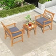 thumbnail image 4 of Costway 3 PCS Acacia Wood Patio Bistro Set Outdoor Chairs with Coffee Table for Porch Gray, 4 of 10
