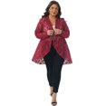 thumbnail image 3 of DARING DIVA Women's Plus Cardigan Open Front  Sheer Lace Crochet Cover Up 1X Wine Red, 3 of 6