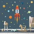 thumbnail image 3 of VWAQ Rocket Ship Wall Decal - Spaceship Stickers for Kids Walls Peel and Stick Space Decor - NA11, 3 of 5