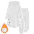 thumbnail image 5 of Puntoco Pants for women and Winter Plush and Plush Warm Hoodie 2-piece Set Solid Color Set Long Sleeve Hoodie Set White 10(XL), 5 of 6