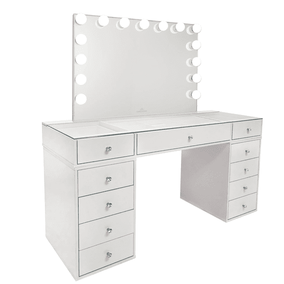 Impressions Vanity SlayStation Naomi Vanity Table Bundle with 4 Drawers and Vanity Mirror