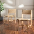 thumbnail image 2 of SAFAVIEH Hylos Natural Paper String Solid Dining Bistro Chair, Natural/Light Blonde (Set of 2), 2 of 14