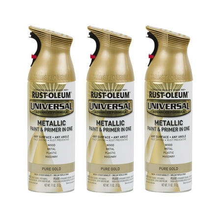 (3 Pack) Rust-Oleum Universal All Surface Metallic Pure Gold Spray Paint and Primer in 1, 11 (Best Paint For T1 11 Siding)