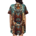 thumbnail image 6 of Goofa Pond Meditating Tiger for Womens Cotton 2 Piece Pajamas Set Classic Short Sleeve Pjs Set Soft Button Down Sleepwear Loungewear-Medium, 6 of 7