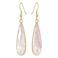thumbnail image 4 of AeraVida Unique Light Pink Rose Quartz Long Teardrops Gold-Plated Silver Dangle Earrings, 4 of 5