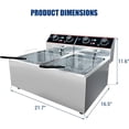 thumbnail image 2 of Bingirl Stainless Steel Commercial Deep Fryer 6 L-Countertop Electric Oil Fryer with Detachable Basket and Lid Adjustable Temperature Control for Home and Restaurant Use with Double Basket, 2 of 6